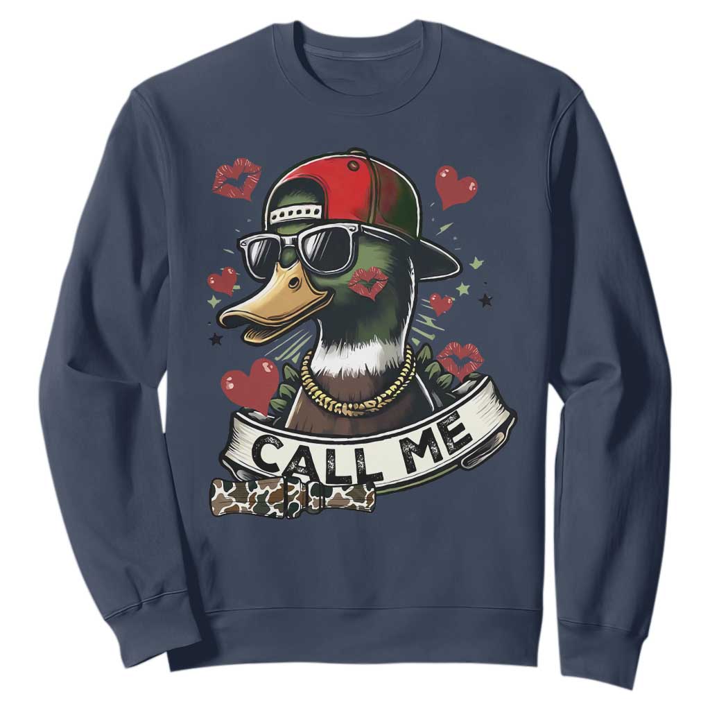 Valentine Mallard Duck Sweatshirt Camo Hunting Valentines Day Gift For Her TS10 Navy Print Your Wear
