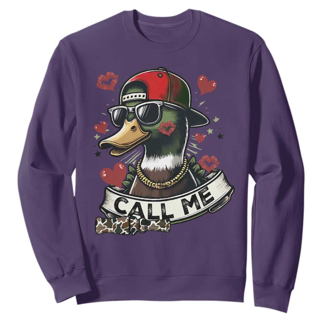 Valentine Mallard Duck Sweatshirt Camo Hunting Valentines Day Gift For Her TS10 Purple Print Your Wear