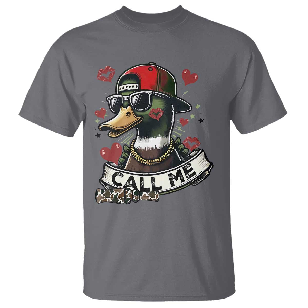 Valentine Mallard Duck T Shirt Camo Hunting Valentines Day Gift For Her TS10 Charcoal Print Your Wear