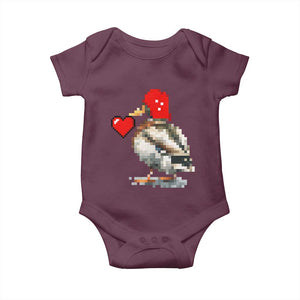 Pixel Valentine Mallard Duck Baby Onesie Hunting Valentines Day Gift For Her TS10 Maroon Print Your Wear