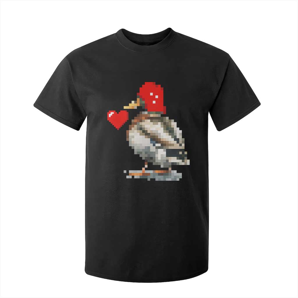 Pixel Valentine Mallard Duck T Shirt For Kid Hunting Valentines Day Gift For Her TS10 Black Print Your Wear