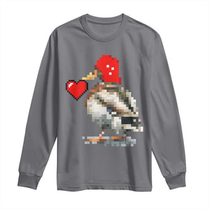 Pixel Valentine Mallard Duck Long Sleeve Shirt Hunting Valentines Day Gift For Her TS10 Charcoal Print Your Wear