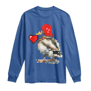 Pixel Valentine Mallard Duck Long Sleeve Shirt Hunting Valentines Day Gift For Her TS10 Royal Blue Print Your Wear