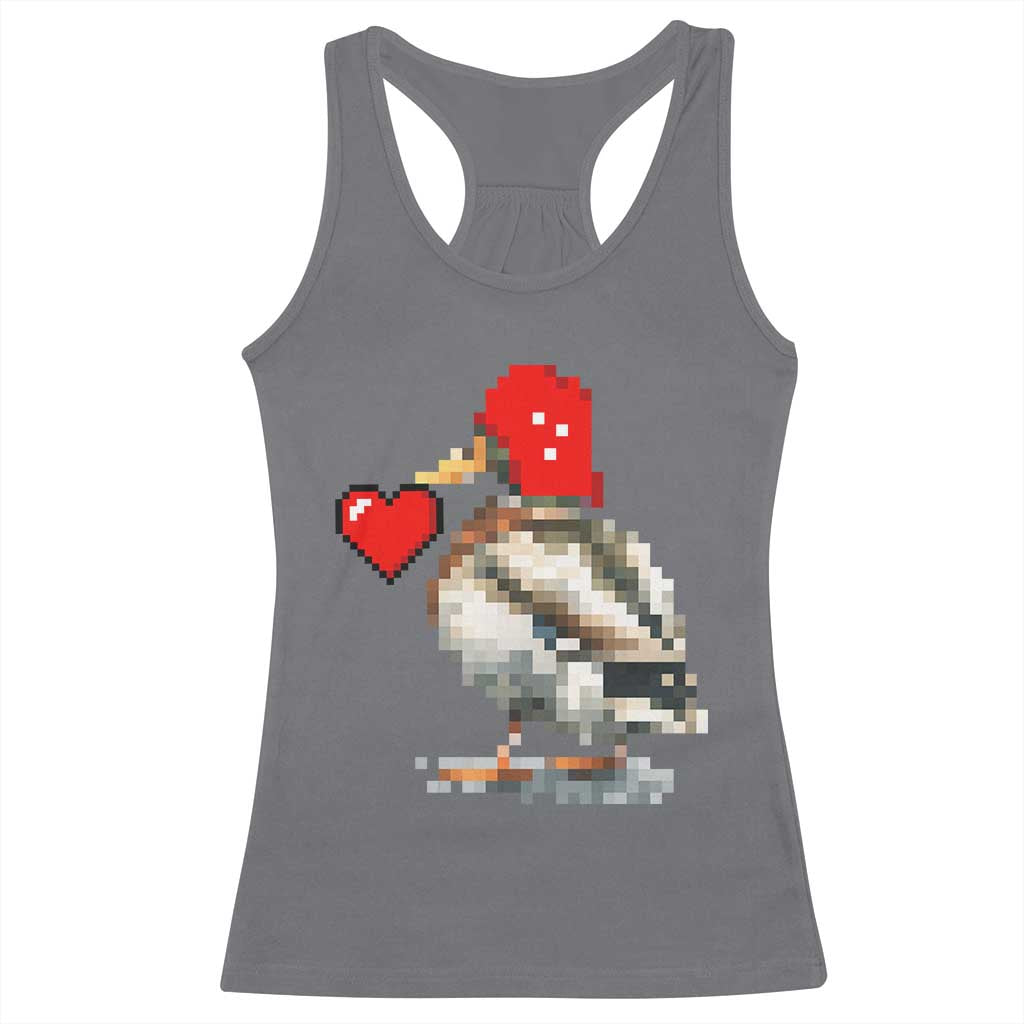 Pixel Valentine Mallard Duck Racerback Tank Top Hunting Valentines Day Gift For Her TS10 Charcoal Print Your Wear