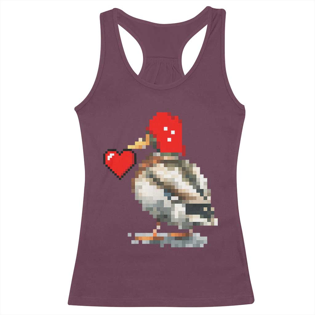 Pixel Valentine Mallard Duck Racerback Tank Top Hunting Valentines Day Gift For Her TS10 Maroon Print Your Wear