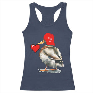Pixel Valentine Mallard Duck Racerback Tank Top Hunting Valentines Day Gift For Her TS10 Navy Print Your Wear
