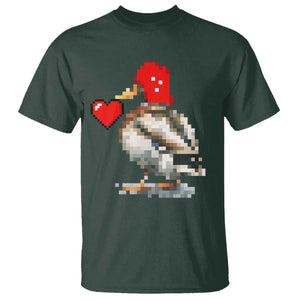 Pixel Valentine Mallard Duck T Shirt Hunting Valentines Day Gift For Her TS10 Dark Forest Green Print Your Wear