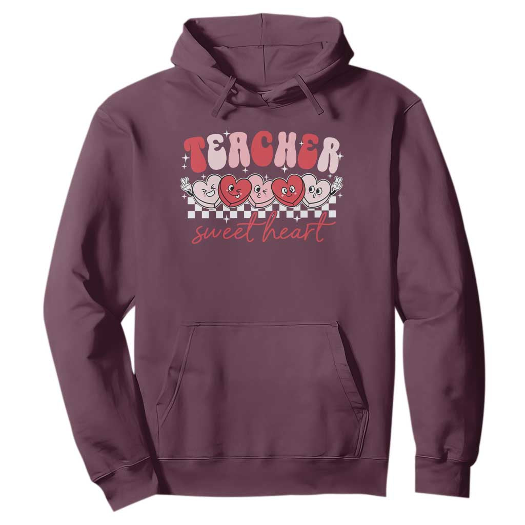 Valentines Day Teacher Hoodie Teaching Sweethearts TS10 Maroon Print Your Wear