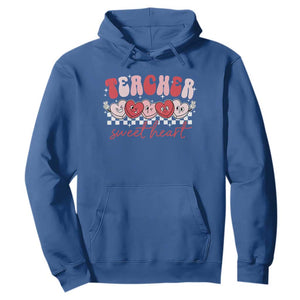 Valentines Day Teacher Hoodie Teaching Sweethearts TS10 Royal Blue Print Your Wear