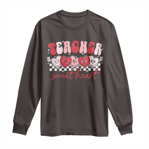 Valentines Day Teacher Long Sleeve Shirt Teaching Sweethearts TS10 Dark Chocolate Print Your Wear