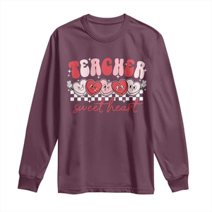 Valentines Day Teacher Long Sleeve Shirt Teaching Sweethearts TS10 Maroon Print Your Wear