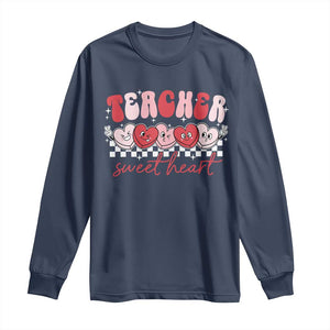 Valentines Day Teacher Long Sleeve Shirt Teaching Sweethearts TS10 Navy Print Your Wear