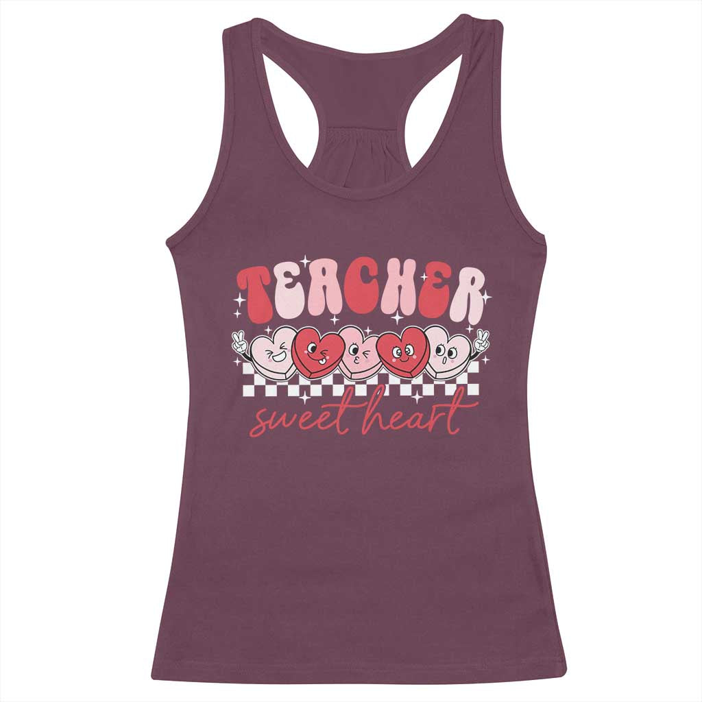 Valentines Day Teacher Racerback Tank Top Teaching Sweethearts TS10 Maroon Print Your Wear
