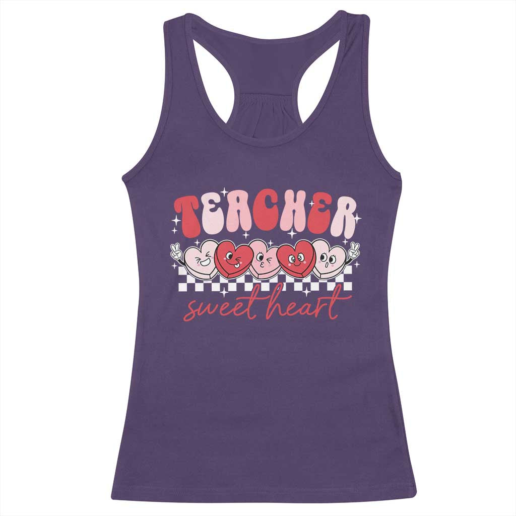 Valentines Day Teacher Racerback Tank Top Teaching Sweethearts TS10 Purple Print Your Wear
