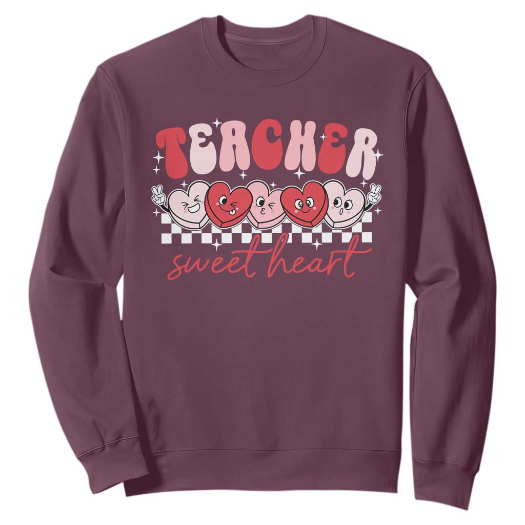 Valentines Day Teacher Sweatshirt Teaching Sweethearts TS10 Maroon Print Your Wear