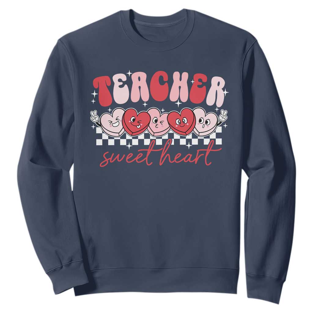 Valentines Day Teacher Sweatshirt Teaching Sweethearts TS10 Navy Print Your Wear
