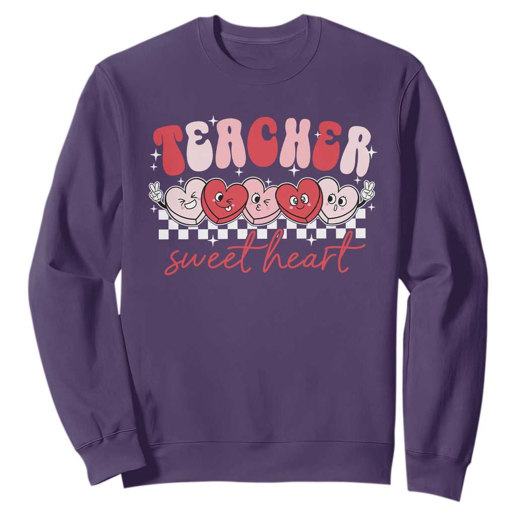 Valentines Day Teacher Sweatshirt Teaching Sweethearts TS10 Purple Print Your Wear