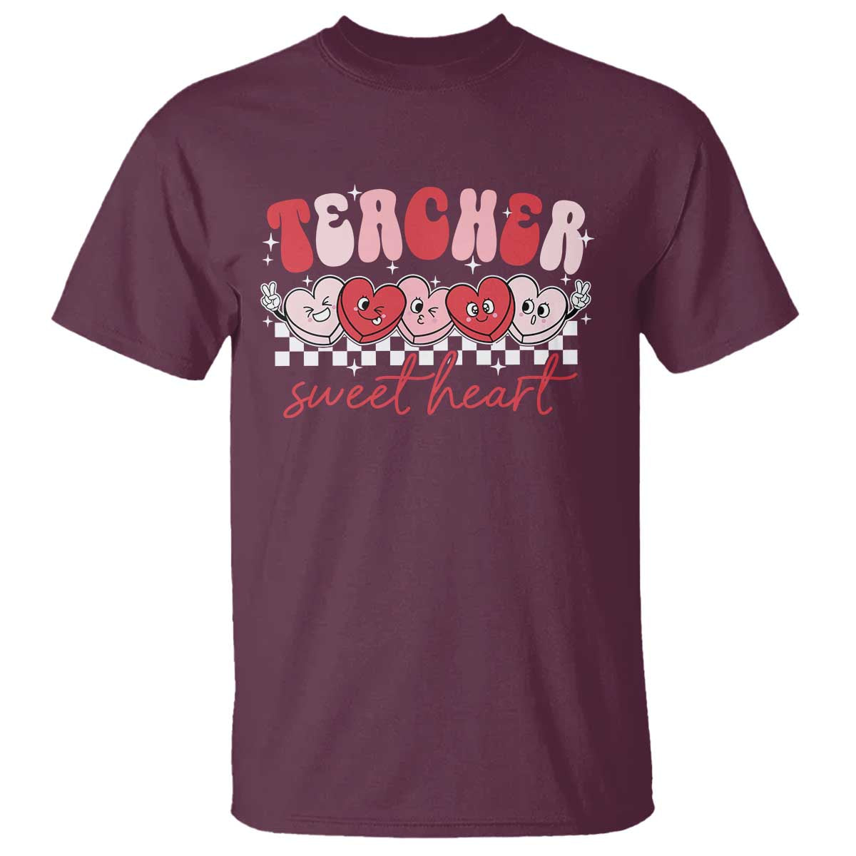 Valentines Day Teacher T Shirt Teaching Sweethearts TS10 Maroon Print Your Wear
