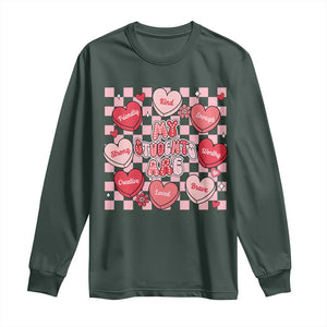 Valentine Teacher Long Sleeve Shirt My Students Are My Valentines Hearts TS10 Dark Forest Green Print Your Wear