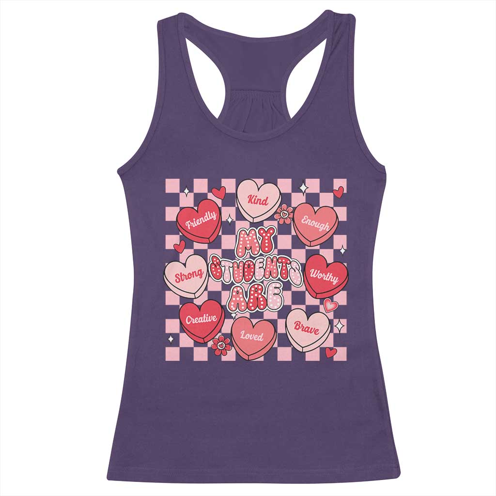 Valentine Teacher Racerback Tank Top My Students Are My Valentines Hearts TS10 Purple Print Your Wear