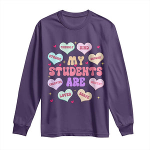 Cute Valentine Teacher Long Sleeve Shirt My Students Are My Valentines Hearts TS10 Purple Print Your Wear