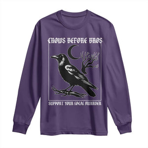 Crows Before Bros Support Your Local Murder Long Sleeve Shirt Funny Crow Lovers TS10 Purple Print Your Wear