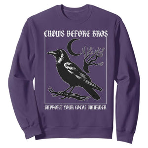 Crows Before Bros Support Your Local Murder Sweatshirt Funny Crow Lovers TS10 Purple Print Your Wear