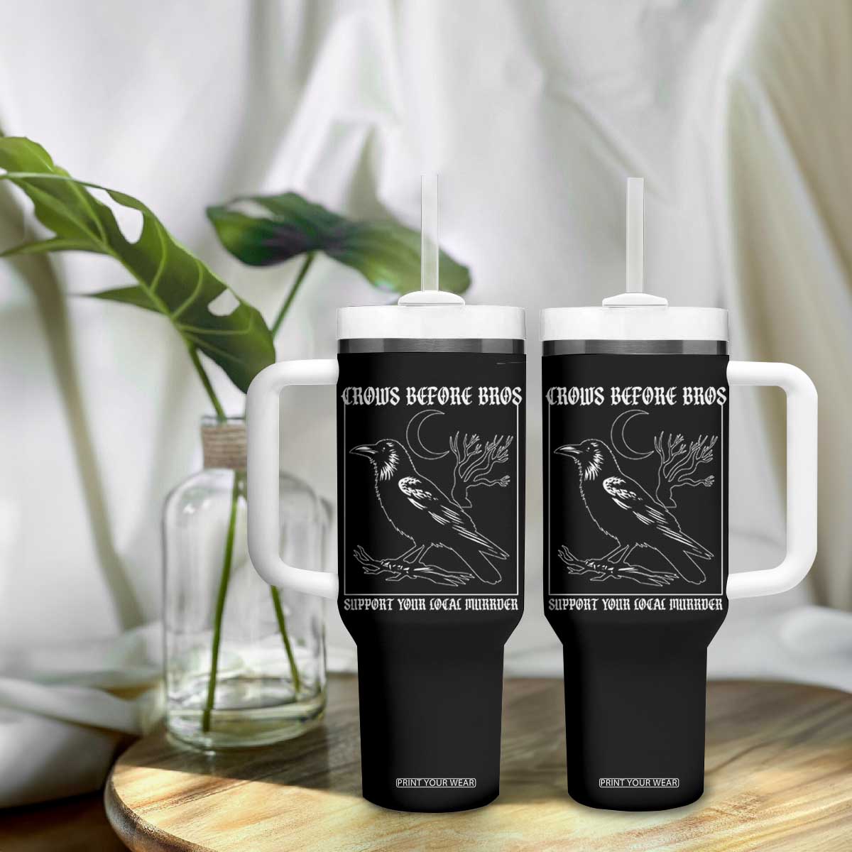Crows Before Bros Support Your Local Murder Tumbler With Handle Funny Crow Lovers TS10 Print Your Wear