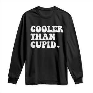 Toddler Boy Valentine Long Sleeve Shirt Cooler Than Cupid Funny Kids Valentine Day TS10 Black Print Your Wear