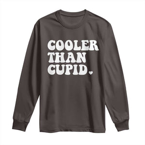 Toddler Boy Valentine Long Sleeve Shirt Cooler Than Cupid Funny Kids Valentine Day TS10 Dark Chocolate Print Your Wear