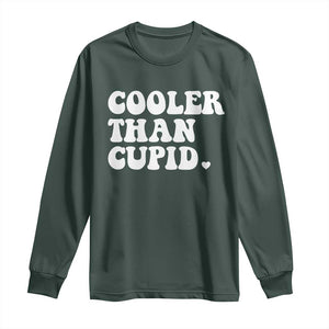 Toddler Boy Valentine Long Sleeve Shirt Cooler Than Cupid Funny Kids Valentine Day TS10 Dark Forest Green Print Your Wear