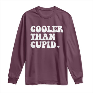 Toddler Boy Valentine Long Sleeve Shirt Cooler Than Cupid Funny Kids Valentine Day TS10 Maroon Print Your Wear