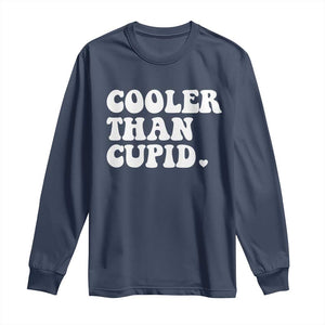 Toddler Boy Valentine Long Sleeve Shirt Cooler Than Cupid Funny Kids Valentine Day TS10 Navy Print Your Wear