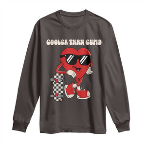 Funny Heart Valentine Day Long Sleeve Shirt Cooler Than Cupid Skateboard Kids Toddler Boy Valentine TS10 Dark Chocolate Print Your Wear