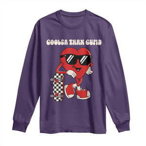 Funny Heart Valentine Day Long Sleeve Shirt Cooler Than Cupid Skateboard Kids Toddler Boy Valentine TS10 Purple Print Your Wear