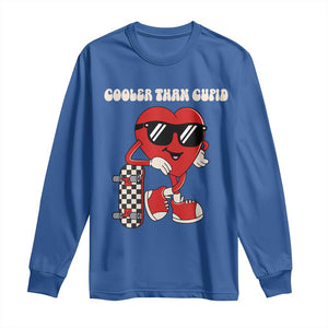 Funny Heart Valentine Day Long Sleeve Shirt Cooler Than Cupid Skateboard Kids Toddler Boy Valentine TS10 Royal Blue Print Your Wear