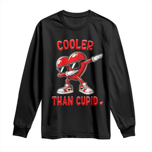 Dabbing Heart Valentine Day Long Sleeve Shirt Cooler Than Cupid Funny Kids Boys TS10 Black Print Your Wear