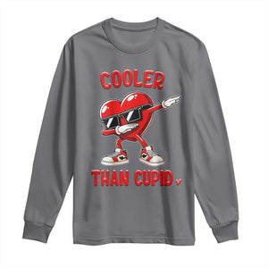 Dabbing Heart Valentine Day Long Sleeve Shirt Cooler Than Cupid Funny Kids Boys TS10 Charcoal Print Your Wear