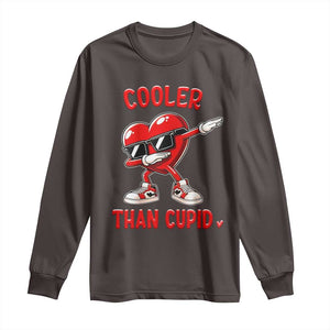 Dabbing Heart Valentine Day Long Sleeve Shirt Cooler Than Cupid Funny Kids Boys TS10 Dark Chocolate Print Your Wear