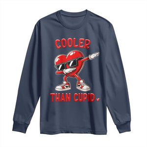 Dabbing Heart Valentine Day Long Sleeve Shirt Cooler Than Cupid Funny Kids Boys TS10 Navy Print Your Wear