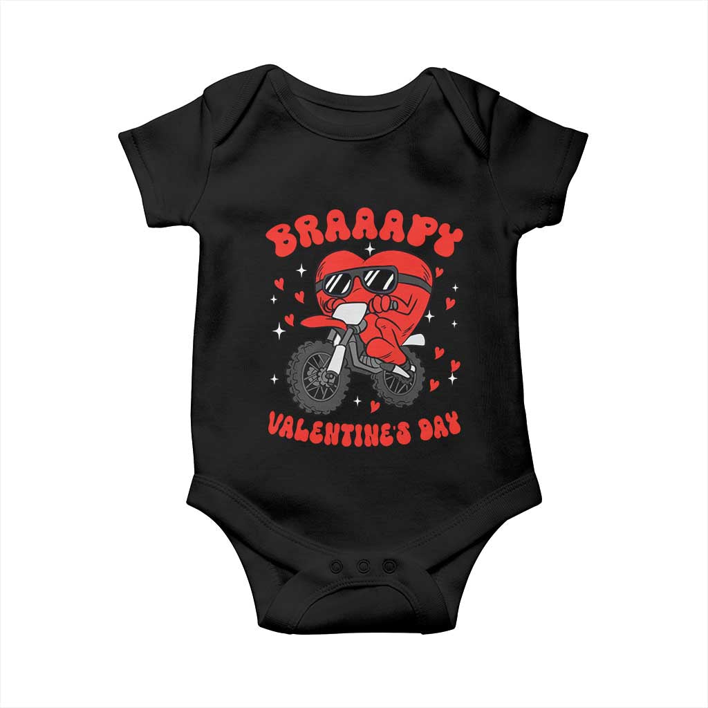 Braaapy Valentines Day Motocross Heart Baby Onesie TS10 Black Print Your Wear