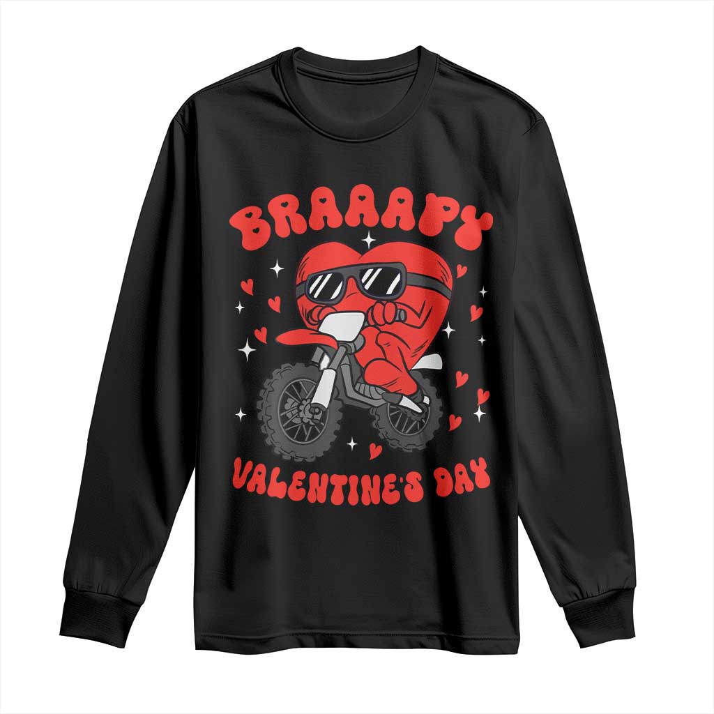 Braaapy Valentines Day Motocross Heart Long Sleeve Shirt TS10 Black Print Your Wear