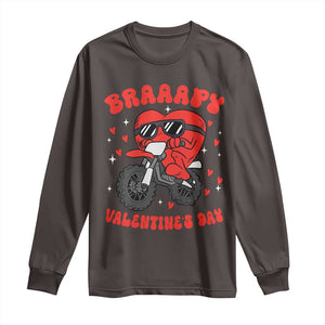 Braaapy Valentines Day Motocross Heart Long Sleeve Shirt TS10 Dark Chocolate Print Your Wear