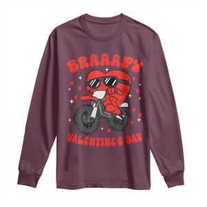 Braaapy Valentines Day Motocross Heart Long Sleeve Shirt TS10 Maroon Print Your Wear