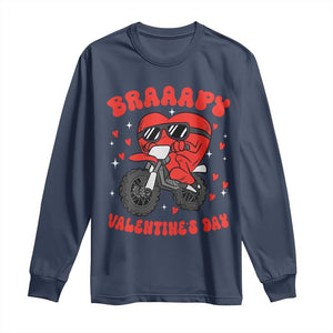 Braaapy Valentines Day Motocross Heart Long Sleeve Shirt TS10 Navy Print Your Wear