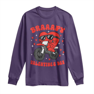 Braaapy Valentines Day Motocross Heart Long Sleeve Shirt TS10 Purple Print Your Wear