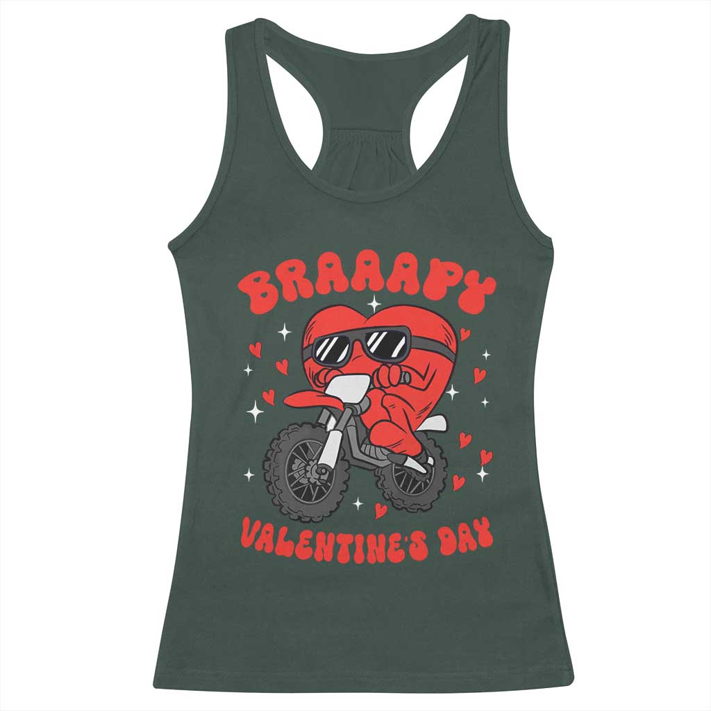 Braaapy Valentines Day Motocross Heart Racerback Tank Top TS10 Dark Forest Green Print Your Wear