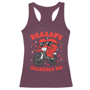 Braaapy Valentines Day Motocross Heart Racerback Tank Top TS10 Maroon Print Your Wear