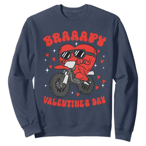 Braaapy Valentines Day Motocross Heart Sweatshirt TS10 Navy Print Your Wear