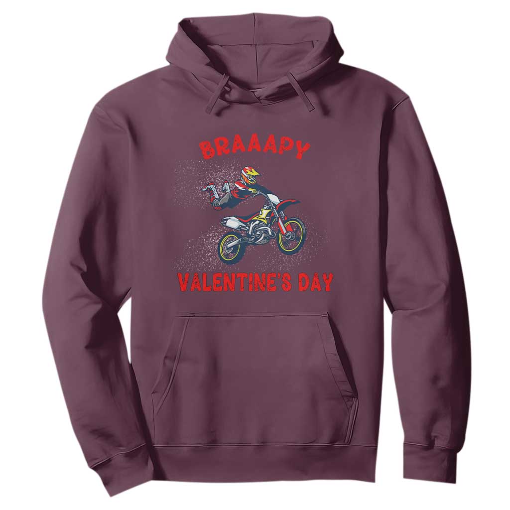 Braaapy Valentines Day Motocross Dirt Bikes Hoodie TS10 Maroon Print Your Wear